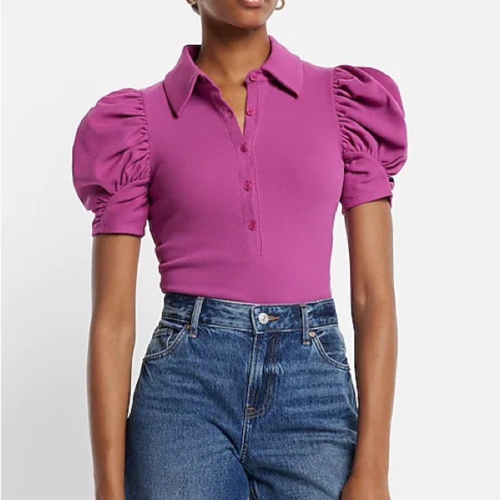 Pink puff sleeve shirt NWT